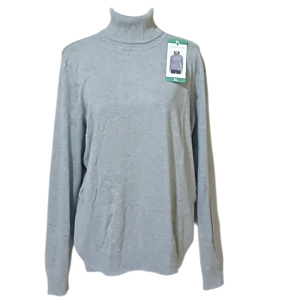 Andrew Marc Knit Sweater Long Sleeve Turtleneck Gray Women's XLarge New